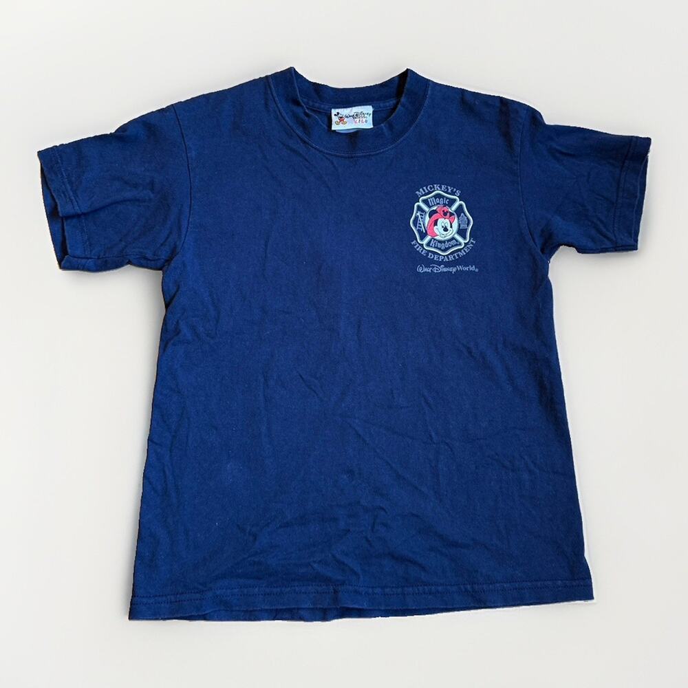 Vintage 2000s Magic Kingdom TShirt Youth M (10-12) Mickeys Fire Dept RARE DISNEY